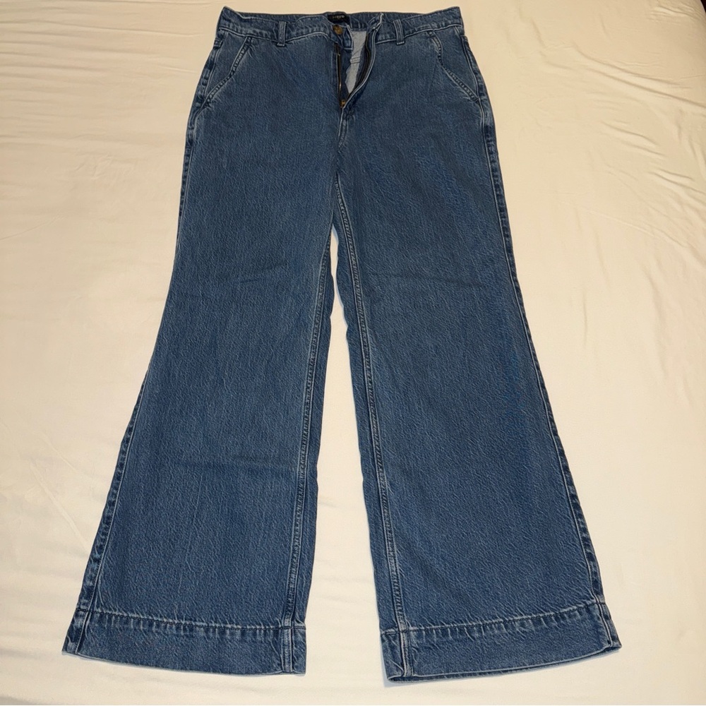 J Crew Drapey Wide Leg Trouser Jeans, Size 30